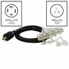Ac Works 5FT L14-20P 4-Prong 20A Locking Plug to 4 15/20A Household PDU With Power Indicator Lights L1420F520-05BKL